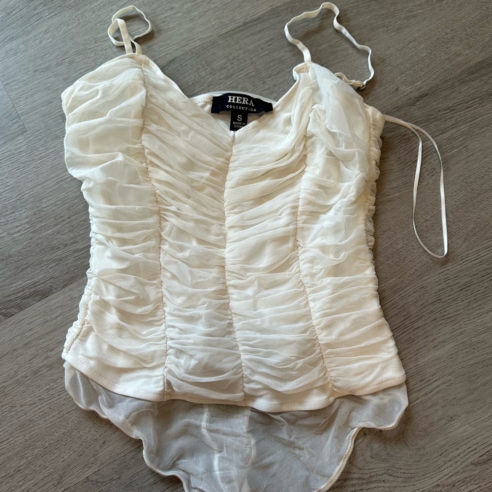 Hera Collection Cream Ruched Bodysuit